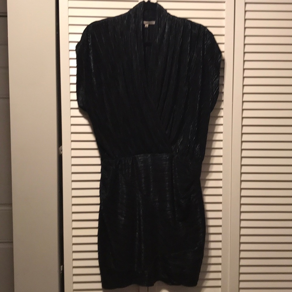 Rachel Roy black metallic wrap front dress